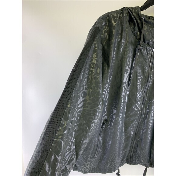 ZYIA Active Black Bomber Jacket Leopard Print Full Zip Lightweight Large New Tag - Picture 3 of 14